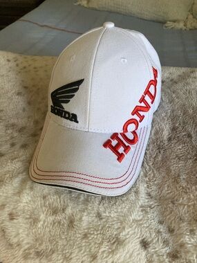Honda White Cap with Red Logo Embroidery